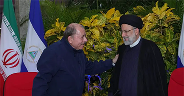 Daniel Ortega and his Iranian counterpart, Ebrahim Raisi, during Raisi's visit to Nicaragua in June 2023.